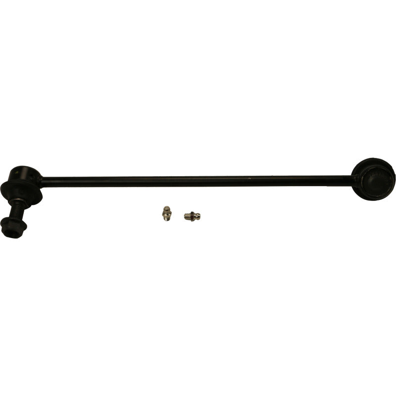 Moog front right sway bar endlink for 2011-2014 Hyundai Sonata, close-up view of the durable metal sway bar link.