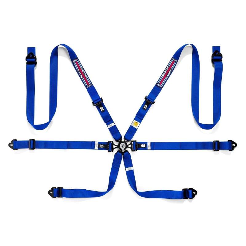 Sparco Martini-Racing 6-point race seat belt with 3-4 inch adjustable straps, designed for racing harness safety system.