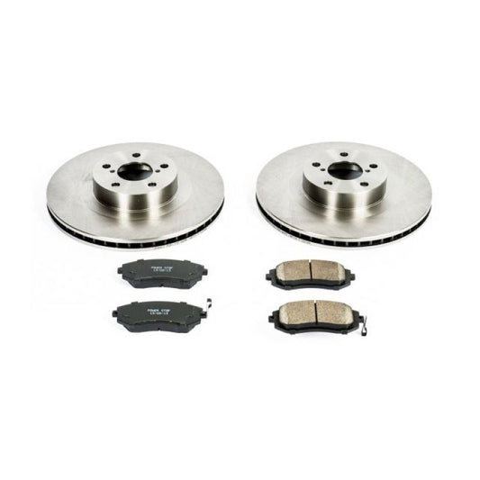 PowerStop OE front brake kit for 2005-2006 Saab 9-2X, includes brake rotors and pads, automotive brake system components.