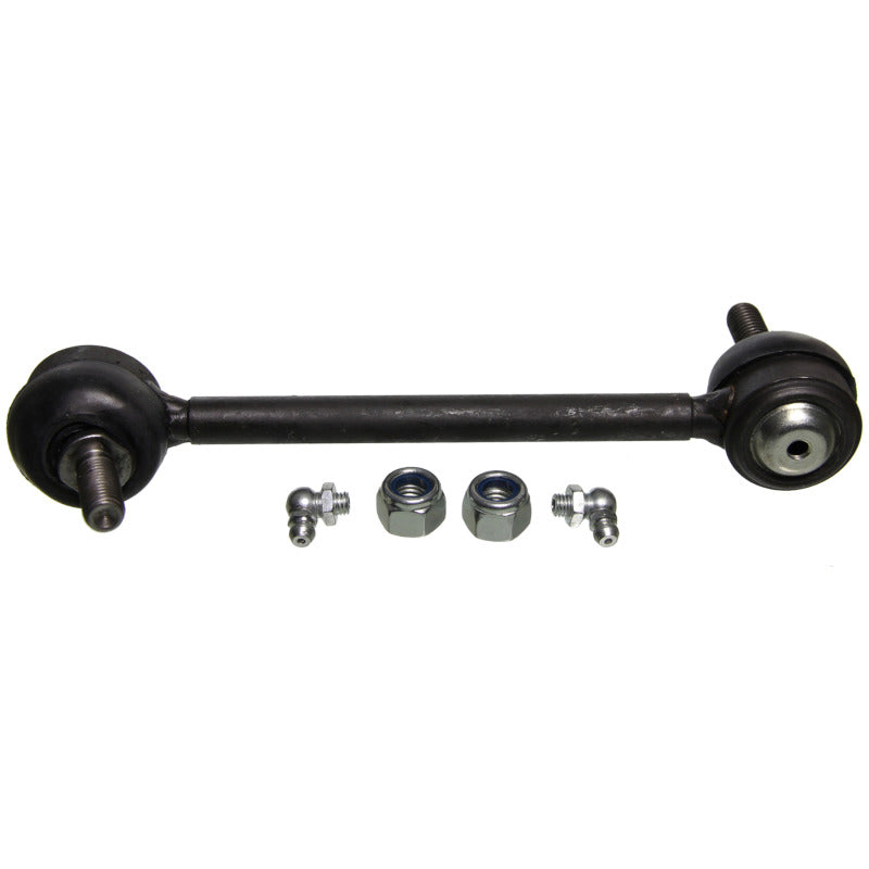 Moog Kia Optima rear sway bar endlink kit showing black metal links with mounting bushings for suspension stability.