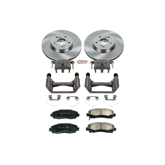 PowerStop OE front brake calipers for 2012-2014 Honda Ridgeline with Autospecialty kit and calipers installed on vehicle.