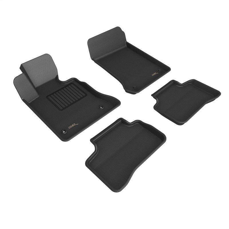 3D MAXpider rubber floor mats for Mercedes-Benz GLK 350 (X204), black Kagu full set, durable and custom-fit interior protection