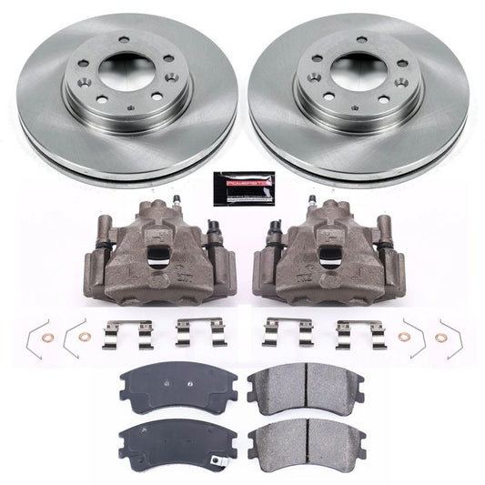 PowerStop OE brake kit with front calipers for Mazda 6 (2003-2005), including brake rotors and hardware.
