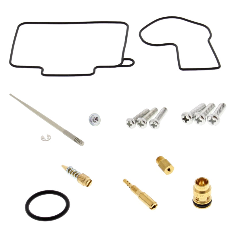 All Balls Racing Honda CR250R carburetor rebuild kit with gaskets, seals, and components for 2005-2007 motorcycle repair.