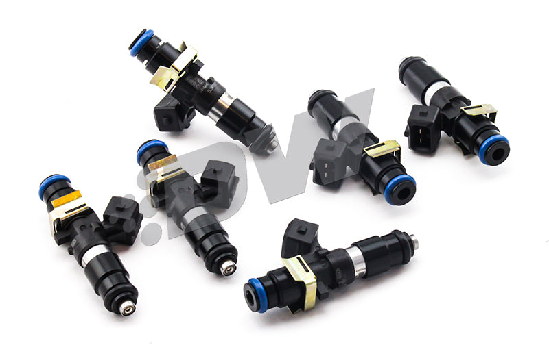 DeatschWerks Bosch EV14 1200cc fuel injector set for Toyota Supra TT 93-98, 14mm O-Ring top feed injectors for 6-cylinder engines.