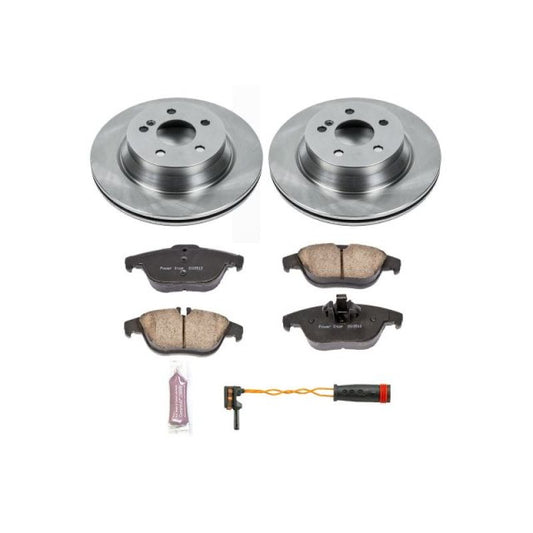 PowerStop OE rear brake kit for Mercedes-Benz GLK250 (2013-2015) with brake pads and rotors installed.