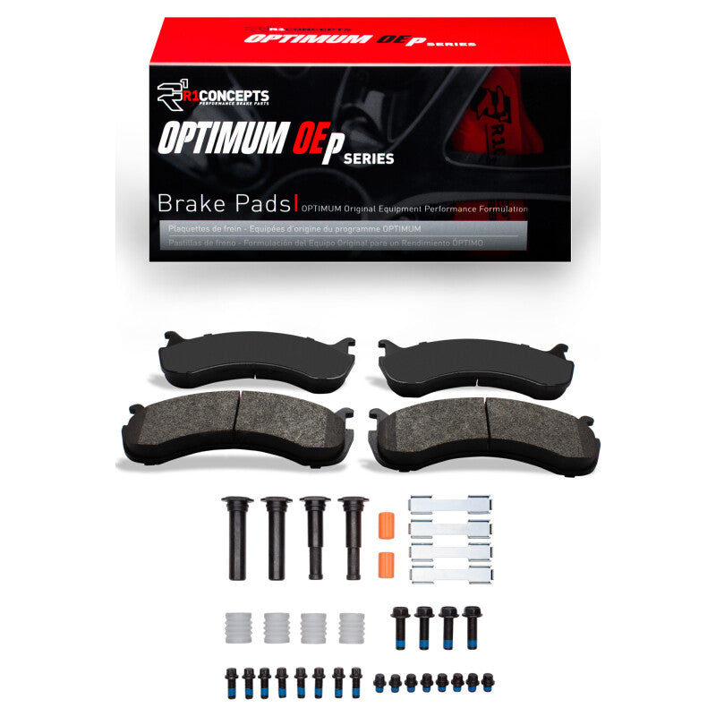 R1 Concepts R1 98-24 Beaver Motorcoach OE brake pads and hardware kit with front and rear components for motorcoach braking system.