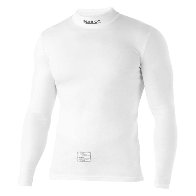 White Sparco RW4 XL undershirt made of comfortable fabric, shown laid flat with visible collar and smooth texture.