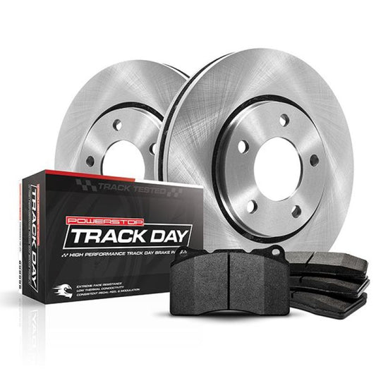 PowerStop rear track day brake kit for 2013 Mini Cooper, performance brake components with drilled rotors and brake pads.