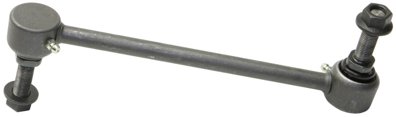 Moog Ford Mustang GT front sway bar endlink, automotive suspension part, black metal with mounting hardware visible.
