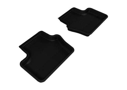 Black 3D MAXpider rubber floor mats for 2007-2017 Jeep Compass and Patriot second row, durable all-weather car interior protection.