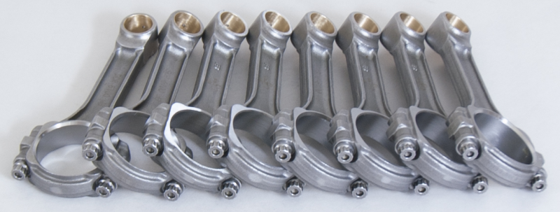 Eagle Chevrolet LS-Series I-Beam connecting rods set of 8 with 3/8 inch ARP 8740 bolts, 6.100 inches long, for 8-cylinder engines.