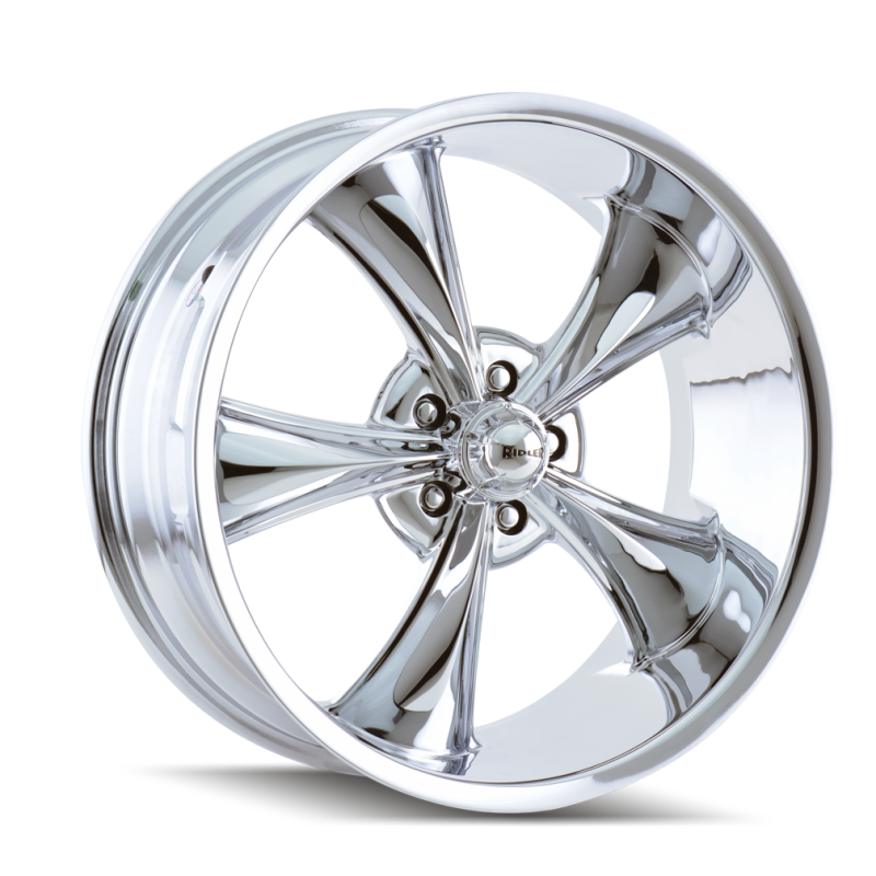 Ridler 695 cast chrome wheel, 22x9 inches, 5x127 bolt pattern, 0mm offset, 83.82mm hub, automotive wheel image