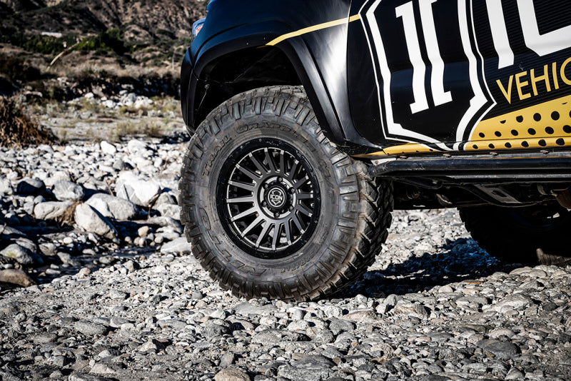 ICON Alloys Recon Pro satin charcoal cast wheels, 18-inch by 9-inch with 6x5.5 bolt pattern and 0mm offset, viewed from the side.
