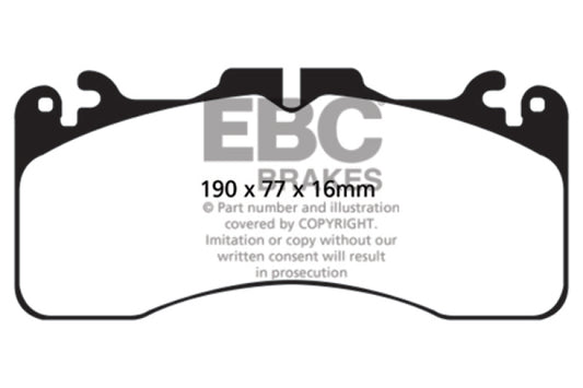 EBC 09+ Lexus LS460 4.6 Sport Redstuff front brake pads, performance brake pads with red friction material for Lexus LS460.