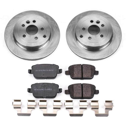 PowerStop OE rear brake kit for 2008-2012 Land Rover LR2, includes brake pads and rotors for reliable stopping power.