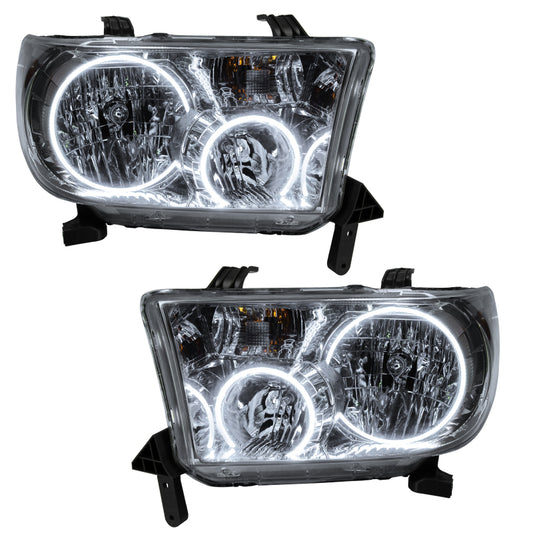 Oracle Lighting white SMD headlight for Toyota Sequoia 2008-2016, close-up of sleek, modern headlight assembly.