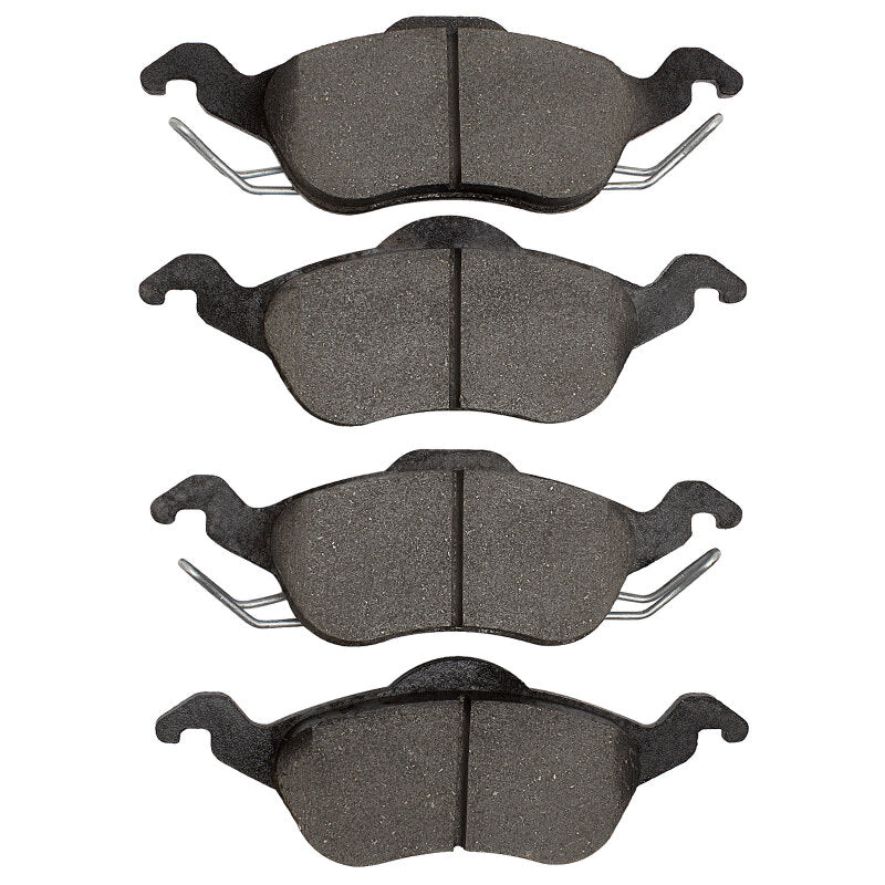 Ford Focus front ceramic brake pads by R1 Concepts, OE type, showing the brake pad set with brake rotor and mounting hardware.