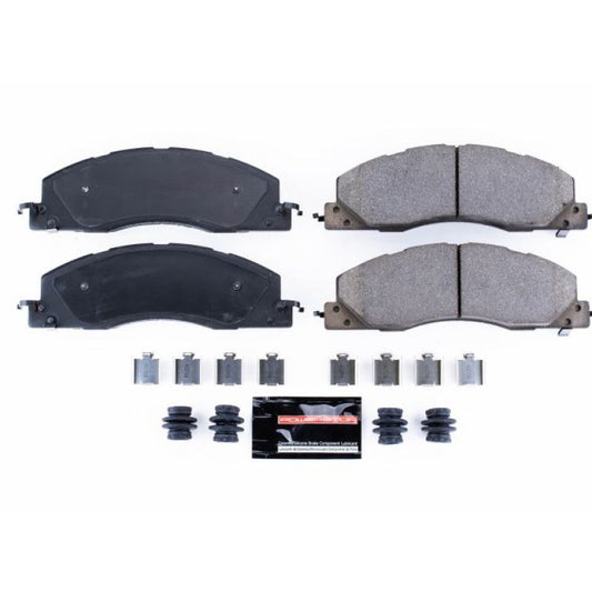 PowerStop Z23 Evolution Sport brake pads with hardware for Dodge Ram 2500 front, high-performance brake system.
