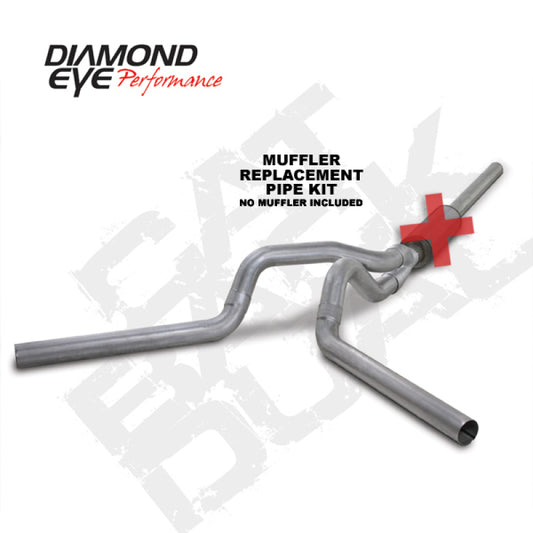 Diamond Eye Performance Catback exhaust pipe for 2004.5-2007.5 Dodge Ram Cummins, dual aluminized steel replacement pipe.