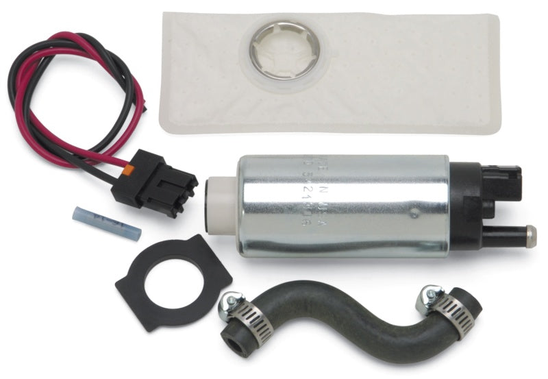Edelbrock 255LPH in-tank fuel pump for 85-97 Ford Mustang, suitable for forced induction and nitrous oxide systems.