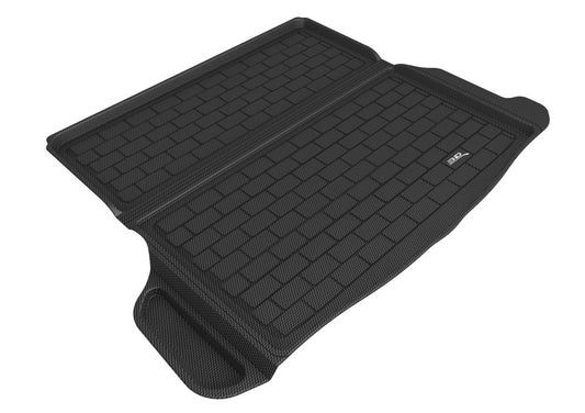 Black 3D MAXpider Mazda3 Kagu cargo liner made of durable rubber, designed to protect the trunk area of 2014-2018 Mazda Mazda3.