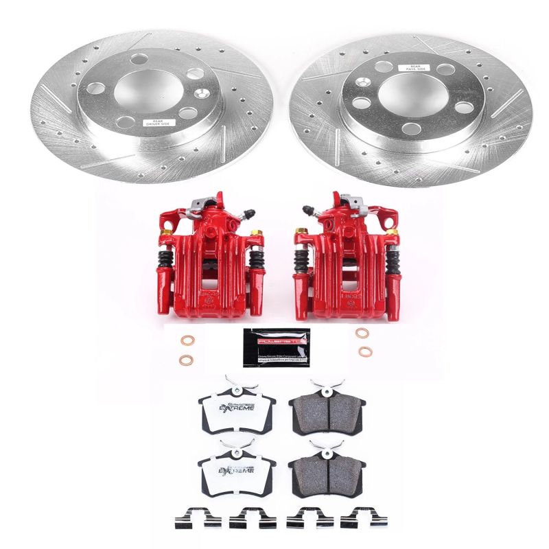PowerStop 98-99 Volkswagen Beetle rear Z26 Street Warrior brake kit with performance calipers and rotors, installed on the vehicle.