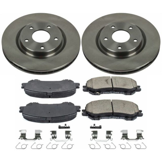PowerStop OE front brake kit for Nissan Rogue 2014-2019, includes brake rotors and pads for reliable stopping power.