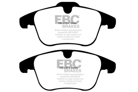 EBC Greenstuff front brake pads for 2011-2015 Land Rover Range Rover Evoque 2.0 Turbo, high-performance automotive brake component