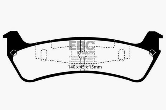EBC Ultimax2 rear brake pads for Ford Explorer 4.0 2WD, OE style, showing the brake pad set with metal backing plates.
