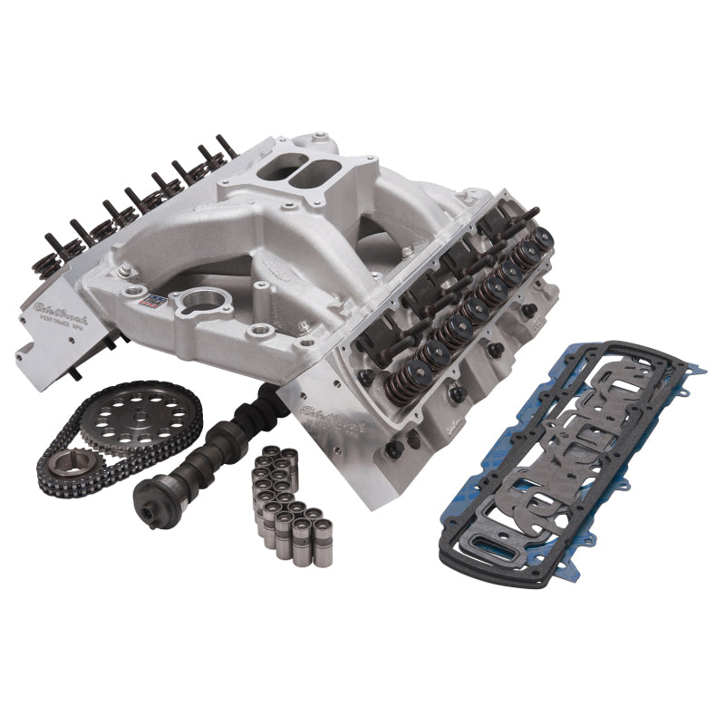 Edelbrock Performer RPM Big Block Oldsmobile engine heads for 1965-1976 400-500 V8 with high-performance design and polished finish.