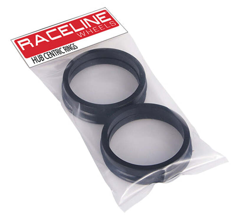 Set of four Raceline cast hub rings with 106mm outer diameter and 95.10mm inner diameter for wheel installation.