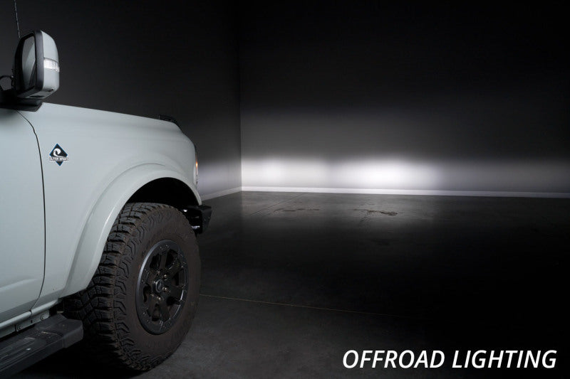 Diode Dynamics 21-Up Ford Bronco yellow sport fog lights from the Stage Series in a close-up view.
