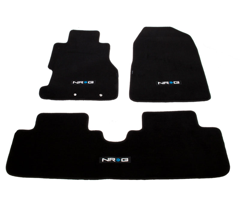NRG carpeted floor mats for 2002-2003 Honda Civic Si 3-door coupe, includes three-piece set with NRG logo visible.