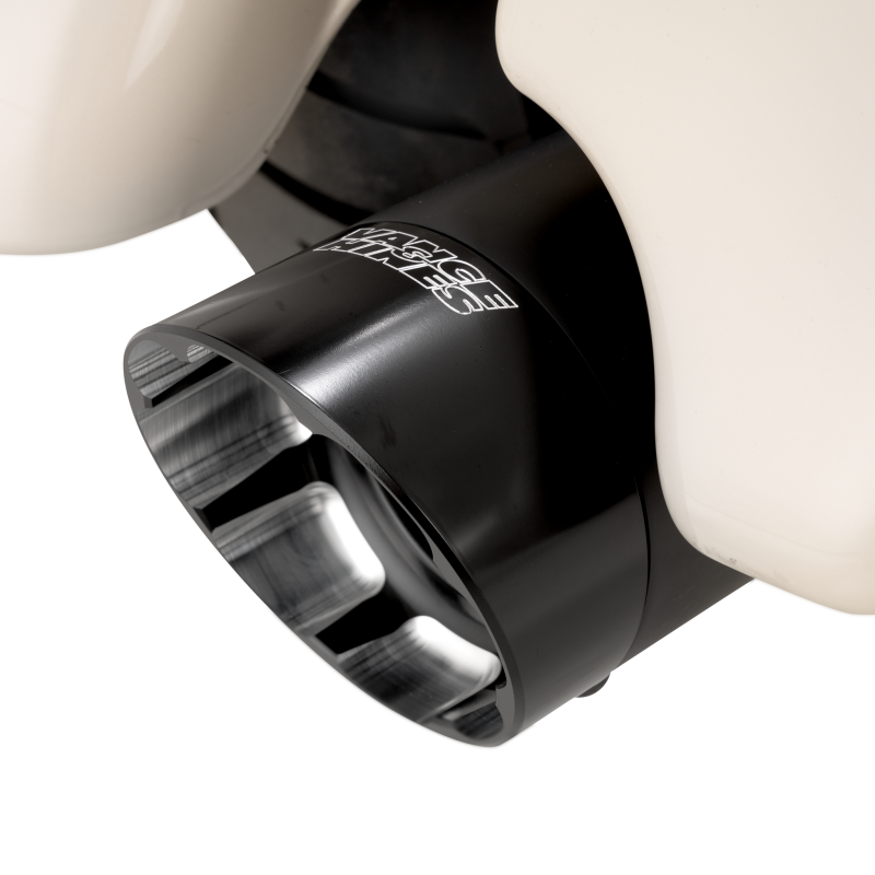 Vance & Hines HD M8 Touring Razorback 450 slip-on exhaust in wrinkle black for powersports motorcycles.