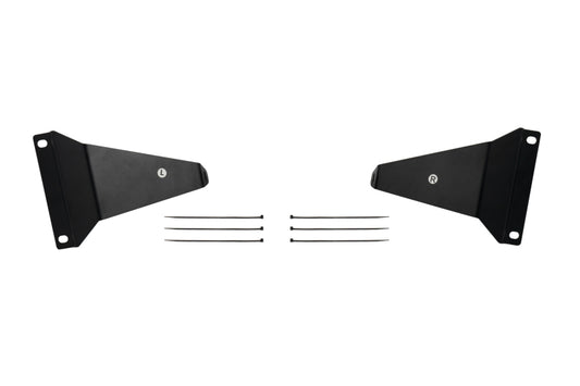 Diode Dynamics SS18 Stealth Bracket Kit for 2019-present Ram, light mounts with black powder-coated brackets and mounting hardware.