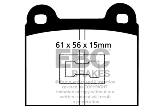 EBC Ultimax2 front brake pads for Audi Fox 1.5L 1973-1977, OE style brake pads with metal backing plates.