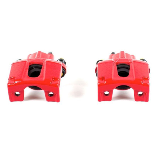 Pair of PowerStop rear red brake calipers for Infiniti QX56 2005-2010 without brackets, performance replacement brake components.