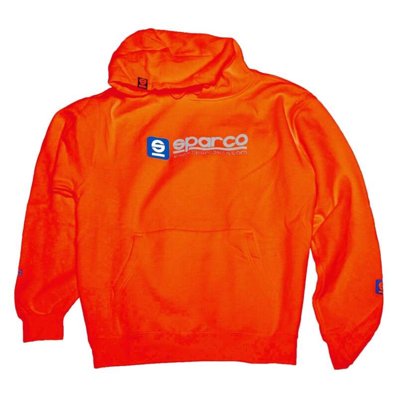 Orange Sparco XXL hoodie sweatshirt with a hood and logo, displayed on a plain background, showcasing the sporty design.