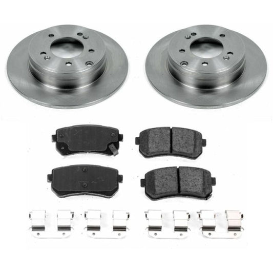 PowerStop OE rear brake kit for Hyundai Sonata 2016-2019, includes brake pads and hardware for reliable stopping power.