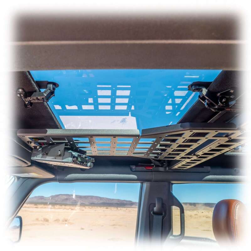 Turn Offroad Ford Bronco cage brace with Molle pattern and center mount, featuring hooks and handles for off-road utility.