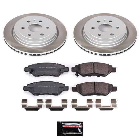 PowerStop rear semi-coated rotor kit for Saab 9-4X 2011, performance brake kit with high-quality brake rotors.