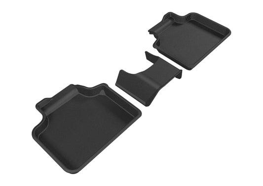 Black 3D MAXpider rubber floor mats for second row of 2017-2019 Mini Countryman, durable and custom-fit for vehicle protection.