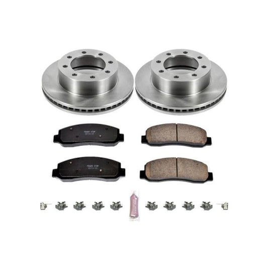 PowerStop OE brake rotors for 2010-2011 Ford F-350 Super Duty front brake kit, durable automotive brake components.