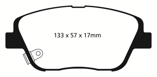 EBC Redstuff front brake pads for Hyundai Sonata 2.0 Turbo, performance brake pads, shown in the product image.