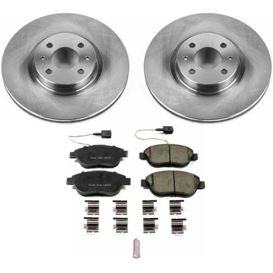 PowerStop OE brake kit for 2012-2018 Fiat 500 front brakes with brake rotors and pads, automotive repair parts
