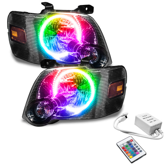 Oracle Lighting ColorSHIFT headlights for Ford Explorer Sport Trac 2008-2010 with simple controller, featuring modern LED headlamp design.