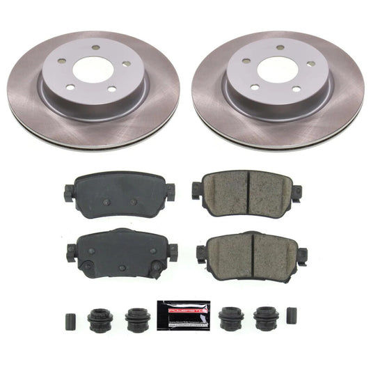 PowerStop rear semi-coated brake rotor kit for Nissan Rogue Sport 2019-2021, performance blank brake kit with ventilated rotors.
