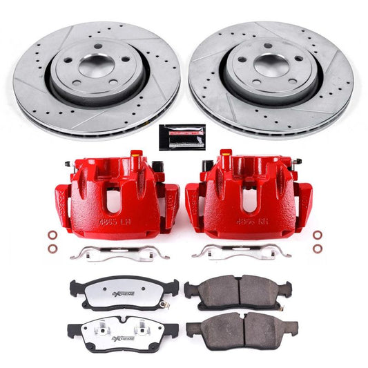 PowerStop Z36 Truck & Tow brake kit for 2016-2020 Jeep Grand Cherokee, front performance brake pads and calipers.