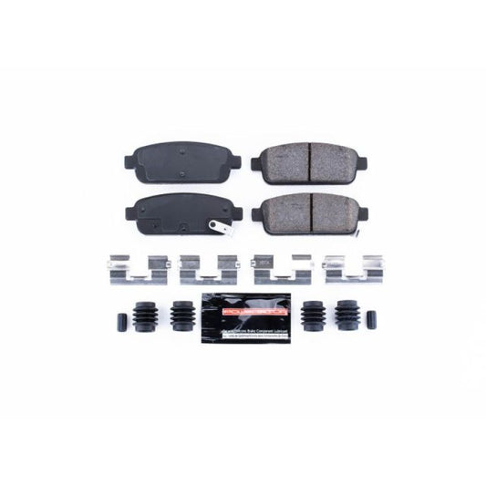 PowerStop Z23 Evolution sport brake pads with hardware for rear of 2016-2019 Buick Cascada, high-performance brake replacement.